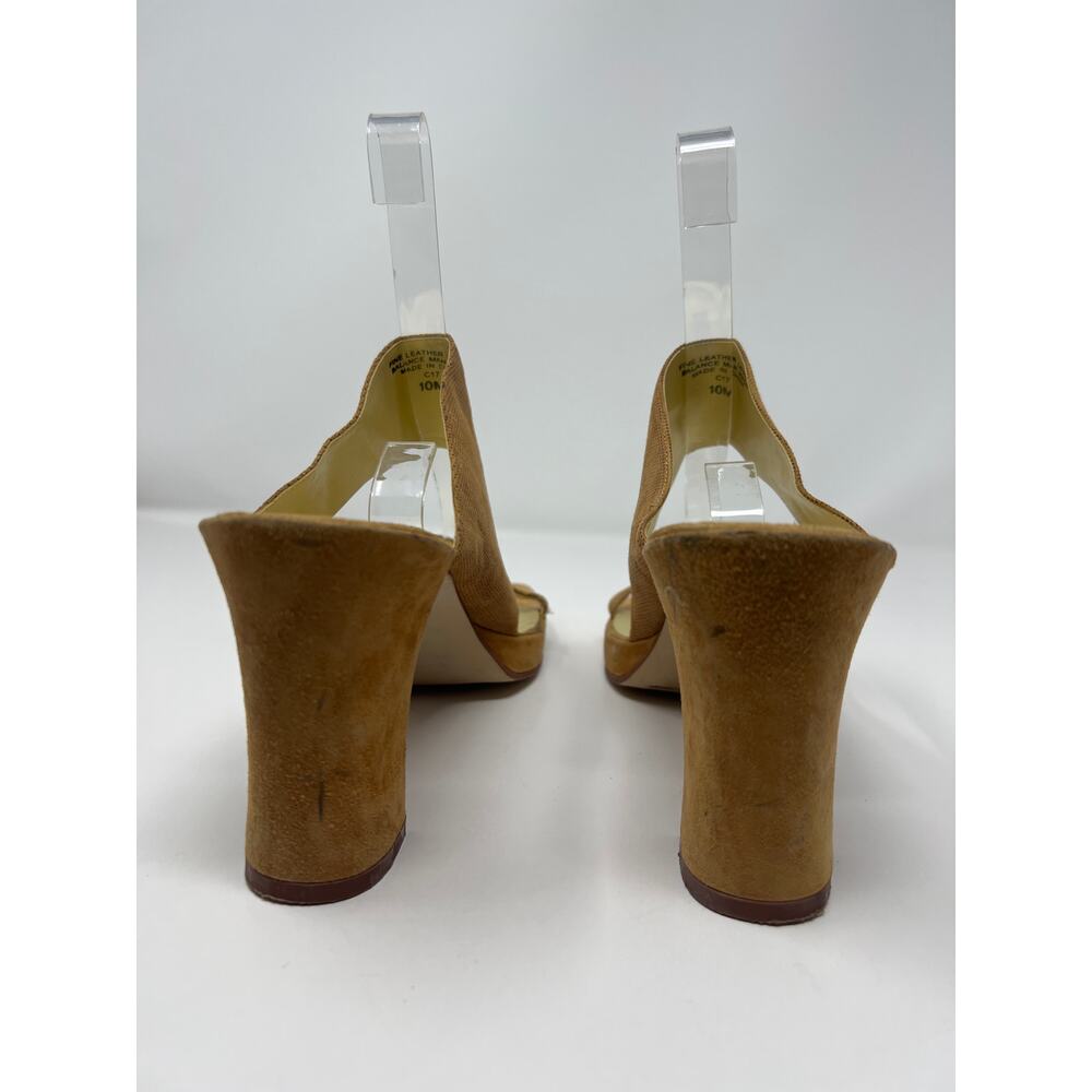 Ann Marino Leather Square Toe Camel Heel Sandals Size 10 - Picture 8 of 15